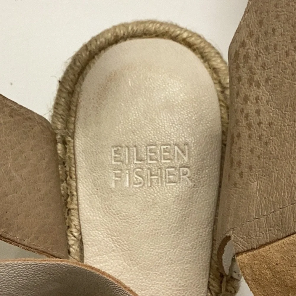 Eileen Fisher Willow 3 espadrille leather wedge sandals summer strappy 6.5